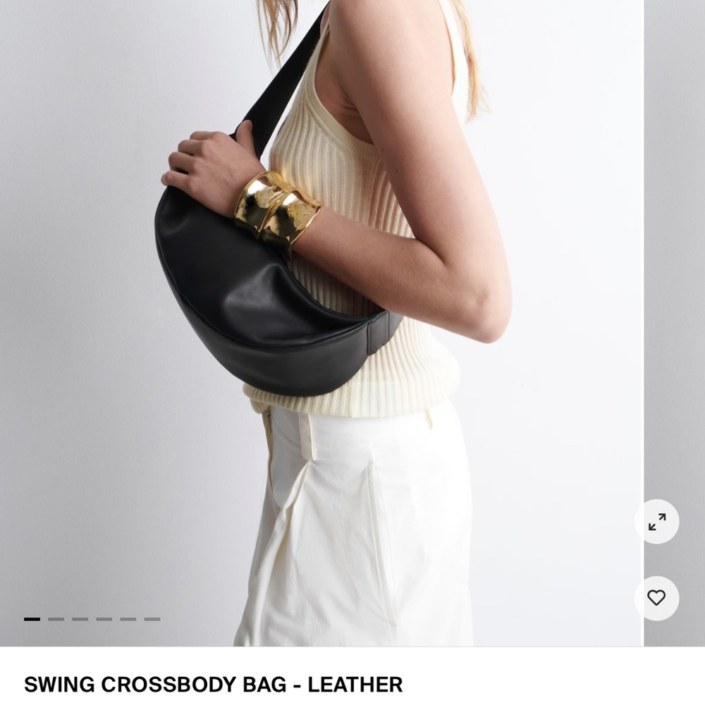 COS Black Leather Swing Crossbody Bag